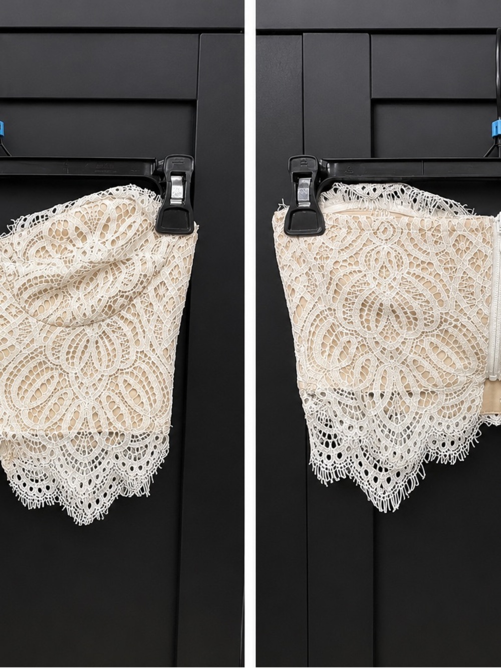 superdown Cream Lace Crochet Strapless Crop Top